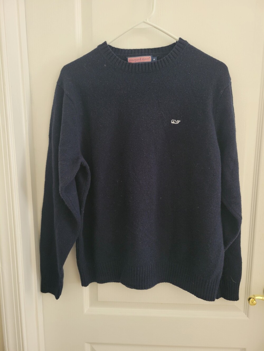 Vineyard Vines Mens Sweater Medium Navy Blue Whale Crewneck Knit Fall Pullover M